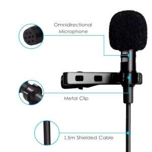 1.5m Mini Portable Lavalier Microphone – Type-C, USB, 3.5mm Options