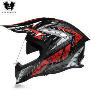 LVS Affordable DOT-Approved Adventure Motorcycle Helmet with Integrated Glasses