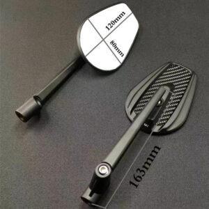 Motorcycle Carbon Back Mirrors – 360° Swivel, 120x80mm, Carbon Fiber & Aluminum