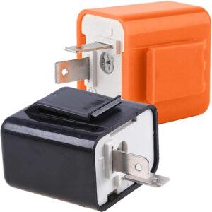 12V 2-Pin LED Flasher Relay – Adjustable Frequency, Black/Orange