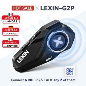Lexin G2 Motorcycle Bluetooth Intercom Headset – 6 Riders, FM Radio, IP67 Waterproof