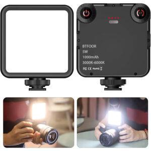 LED Video Light Portable Photography On-Camera Bi-Color 3000K-6000K Soft Light, Rechargeable 1000mAh Battery, 100 Min Working Time