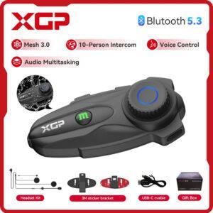 2024 XGP X10 Motorcycle Bluetooth Intercom – Mesh 3.0, 10 Riders, 3KM Range