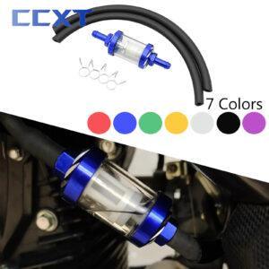Motorcycle CNC 8mm Glass Fuel Filter – Universal Gasoline Filter with Hoses