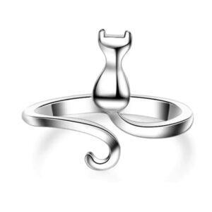 925 Sterling Silver Cat-Shaped Ring for Women – Adjustable, Elegant & Unique Feline Design