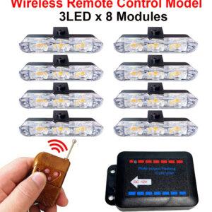 3 LED Car Strobe Lights – Flash Warning Lamp with Manual or Remote Control