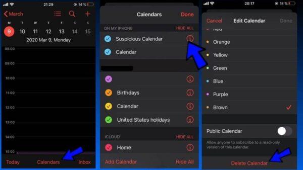 How to delete the iPhone calendar virus