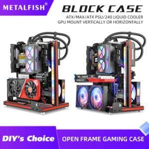 METALFISH BlockCase Aluminum Open Frame PC Case – ATX/M-ATX/Mini-ITX Support