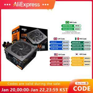 Aigo AK 500W Power Supply – Quiet Gaming PSU with 120mm RGB Fan & 24-Pin ATX