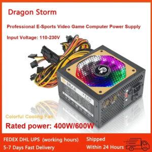 ATX 400W/600W Power Supply – RGB 12V Gaming PSU with 8-Pin GPU & 120mm Fan