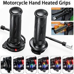 Heated Motorcycle Grips – 12V Electric Hand Warmers with LED Indicator & 5-Level Smart Temperature Control