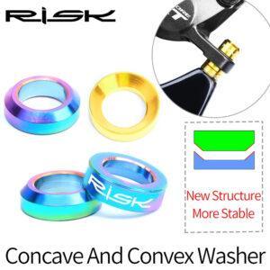 RISK RISK327 – 4Pcs Titanium Disc Brake Washers, Concave/Convex Spacers for MTB/BMX (M6)