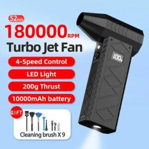 180000RPM Mini Turbo Jet Fan – Rechargeable Electric Air Duster & Blower with Adjustable Speed & Light