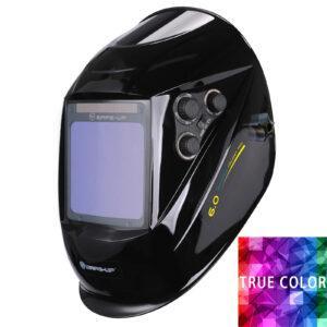 Auto Darkening Welding Helmet – 100x97mm True Color View, 4 Arc Sensors, Solar & Battery Powered