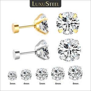 LUXUSTEEL Stainless Steel Crystal Studs Earrings – Elegant, Hypoallergenic Jewelry for All Occasions
