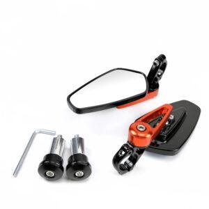 EAFC 1 Pair 7/8" (22mm) Motorcycle Rearview Mirrors – Universal Bar End, 360° Swivel, Billet Aluminum with Clear White Glass – Available in Blue, Red, Golden & Black