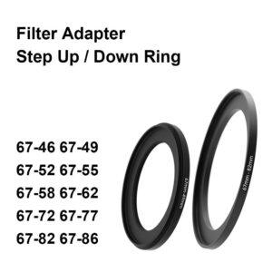 Metal Camera Lens Filter Adapter Ring – Step Up/Down for 67mm to 46-86mm Conversion