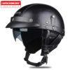 Retro German Style Leather Motorcycle Half Helmet – Vintage Open Face Biker Helmet DOT Certified